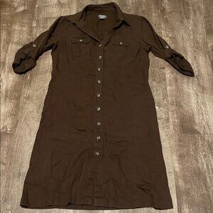 Ann Taylor Dark Brown Long Sleeve Dress